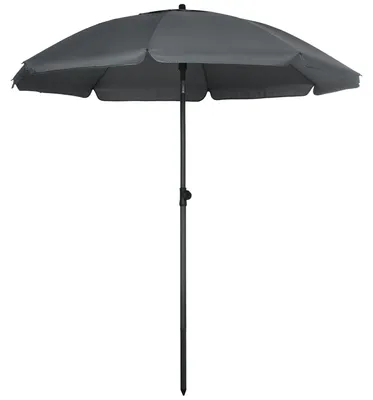 Produktbild von 1,8 x 2 m Strandsonnenschirm, Polyester und Stahl, 8 Streben, 45¡ã verstellbar, Grau