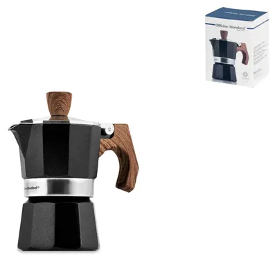 Produktbild von Officine Standard 602567 Kaffeemaschine, Aluminium, Griff in Holzoptik, 1 Tasse, 1 Tassen