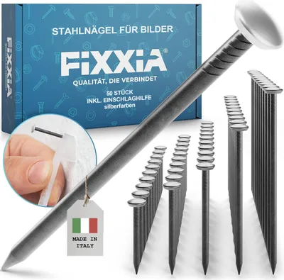 Produktbild von FIXXIA® Stahlnägel - [50er Set, 10x in 20-50 mm] Stahlnägel in Silber