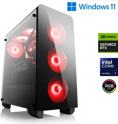 Image de PC de jeu, Intel Core Ultra 7 265KF, 3900 MHz, GeForce RTX 5070, 32 Go DDR5 RAM, 2000 Go M.2 SSD, Windows 11 Home, USB 3.2 | M11970H