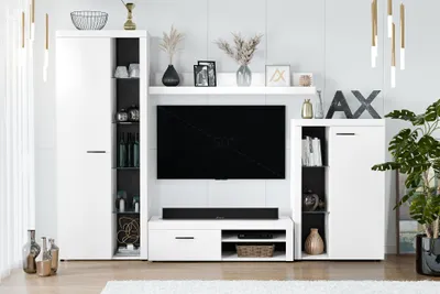 Produktbild von AX LIVING Spacoro Wohnwand weiß 270 cm breite, hochwertig, ohne LED
