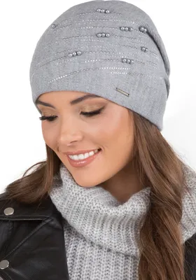 Produktbild von Vivisence Damen mütze mit verziert Universalgröße - Elegant Beanie für Frauen Wintermütze Strickmützen herbst Wollmütze warme Kopfbedeckung - Hellgrau