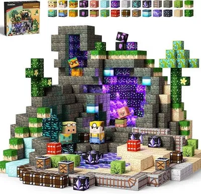 Image de Set de blocs de construction magnétiques – 100 pièces – Blocs creux – Kit de construction créatif pour les enfants à partir de 3 ans