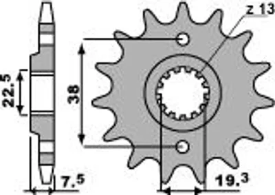 Produktbild von Vordere Kettenrad 2116 für Suzuki/Kawasaki Modelle, 13 Zähne, Kette 520