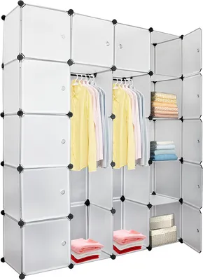 Produktbild von SWANEW Kleiderschrank Kinderschrank Regal Stabil DIY Steckregal Garderobe Kreativität