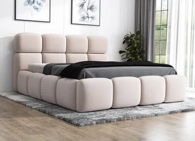 Produktbild von Polsterbett NEW YORK  180x200 mit Matratze und Bettkasten. Farbe: Beige.