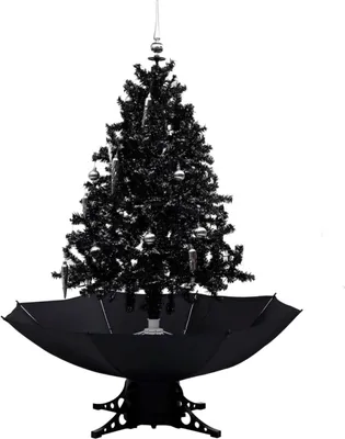 Image de vidaXL Sapin de Noël à neige avec pied de parasol noir 140 cm PVC