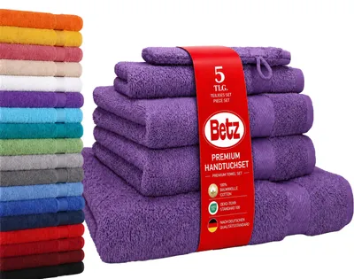 Produktbild von Betz 5-tlg. Handtuch-Set PREMIUM 1 Duschtuch 2 Handtücher 1 Gästetuch 1 Waschhandschuh Farbe: lila