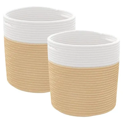 Immagine prodotto di Cestini Portaoggetti 2pz Beige e Bianco Ø28x28 cm in Cotone
