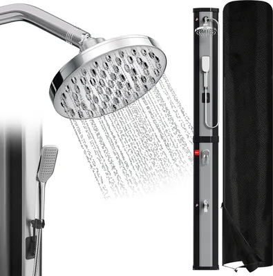Produktbild von TolleTour Solardusche Garten Solar Pooldusche Gartendusche Solardusche Wassertank 60L (mit Schutzabdeckung、mit Handbrause、Silber)