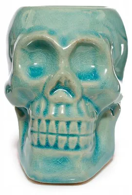 Image de Lampe d'arôme en céramique Puckator, décorée d'un motif de crâne, pour huiles essentielles