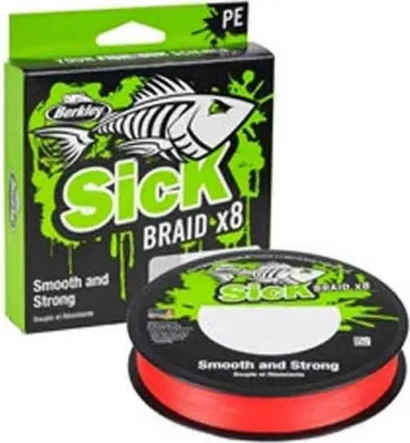 Produktbild von Berkley Sick Braid - 150m geflochtene Angelschnur, Durchmesser/Tragkraft:0.33mm / 38.1kg, Farbe:Red