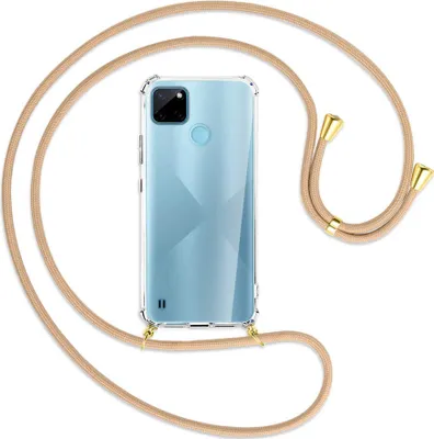 Produktbild von Handykette Backcover-Schutzhülle mit Band (Metall goldfarben) für  Realme C21Y /C25Y - beige