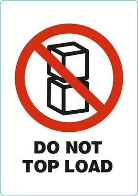Produktbild von rillprint Hinweisetiketten "DO NOT TOP LOAD" 500 Etiketten 74 x 105 mm