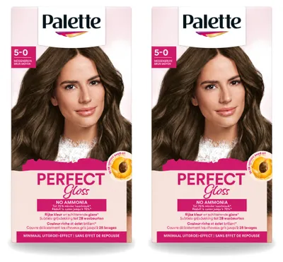 Obrázek produktu pro 2 x Palette Perfect Gloss, dočasná barva na vlasy, omyvatelná, odstín 5, středně hnědá - výhodná balení - 2 kusy
