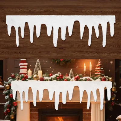 Wintergirlande mit Eiszapfen, Schneelandschaft, 120 cm, Tischdeko