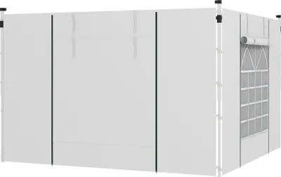 Obrázok produktu pre Outsunny 2 bočné panely bočné steny pre pavilón 3 x 3/ 3 x 6 m, bočné plachty s oknom, dvere, náhradné steny pre párty stan, Oxford, biela
