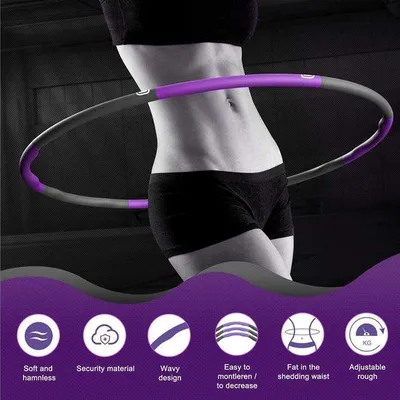 Produktbild von Famanu Hula Hoop Fitnessgerät 9 abnehmbare Segmente - Lila/Grau