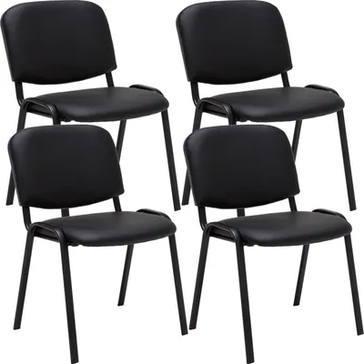 Produktbild von CLP 4er Set Besucherstuhl Ken Kunstleder stapelbar und mit modernem Design schwarz