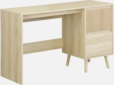 Immagine prodotto di Scrivania scandinava decorazione in legno, 2 cassetti, Marrone naturale