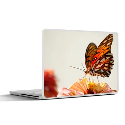 Produktbild von MuchoWow® Laptop Aufkleber Sticker Cover Schmetterling - Orange - Blume - Insekten 30x21 cm - Sticker für Laptop - Selbstklebend