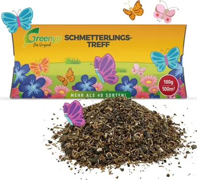 Produktbild von Greenyp Schmetterlingstreff Blumenmischung I 100g für 100m² I Schmetterlingswiese Schmetterlinge & Bienen I  I Blumensamen Mischung ein- & mehrjährig