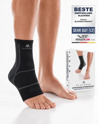 Produktbild von BLACKROX Sprunggelenkbandage [Vergleichssieger 2024] Für Damen & Herren | Bandage für das Fußgelenk | Perfekt für Sport, Fußball, Schwarz, Gr. XL