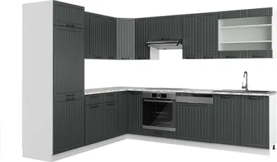 Vicco Cuisine En Angle Fame-Line, Bleu Clair-gris/blanc, 347x46cm Sans Pt 93565851