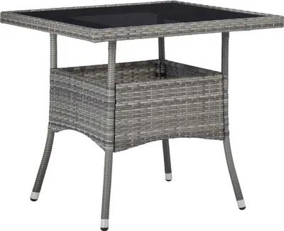 Produktbild von vidaXL 3-tlg. Garten-Essgruppe Grau Poly Rattan und Glas