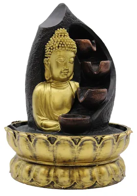 Imagen del producto de Fuente de agua de sobremesa - 30 cm - Buda dorado y jarrones