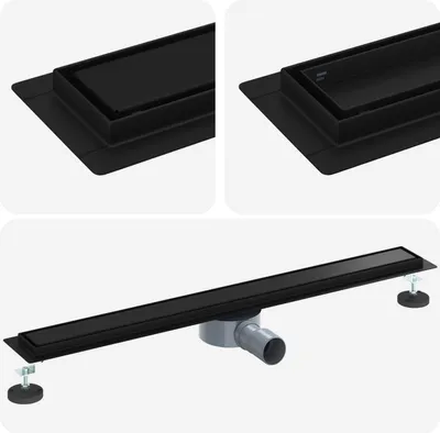 Obrázek produktu pro vidaXL Sprchový odtok 2 v 1 s 360° sifonem černý 80 cm nerezová ocel 304