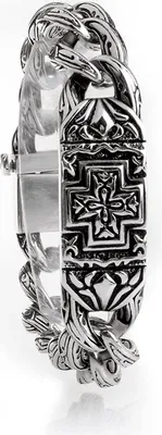 Produktbild von Herren Edelstahl Armband Geschwärtzt Kreuz Mittelalter 22cm - SB8552