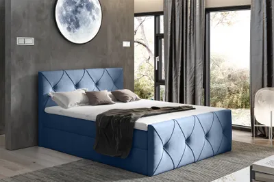 Produktbild von Boxspringbett Schlafzimmerbett LEWIS LUX 160x220cm in Stoff Matt Velvet Hellblau