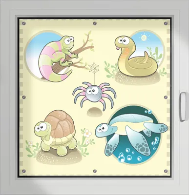 Produktbild von Wallario Lichtschutzbild, Dekorativer Sichtschutz Sonnenschutz 96 x 93 cm mit Motiv: Lustige Comictiere - Verdunklung ohne Bohren
