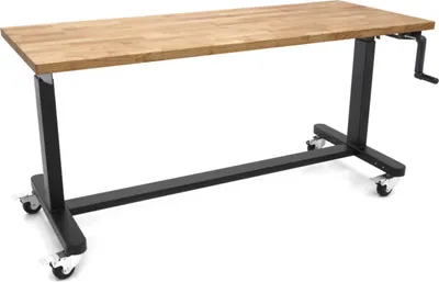 Obrázok produktu pre Pracovný stôl výškovo nastaviteľný s masívnou drevenou doskou 152cm