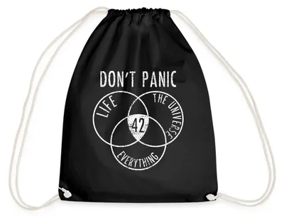 Produktbild von Spreadshirt Don't Panic The Answer is 42 Turnbeutel, One size, Schwarz