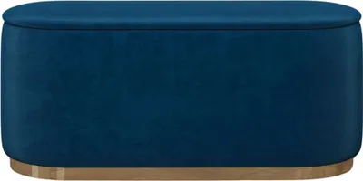 Produktbild von Dancan Scarlett ovaler POUF mit Stauraum / 110 cm / Sitzpuff mit Samtstoff bezogen / Marineblau