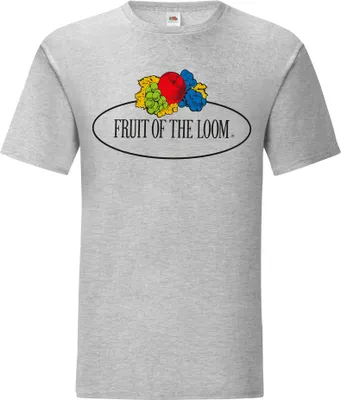 Produktbild von Fruit of the Loom Iconic 150 T-Shirt mit Vintage-Logo auf der Brust Farbe: graumeliert - Vintage-Logo groß Größe: L