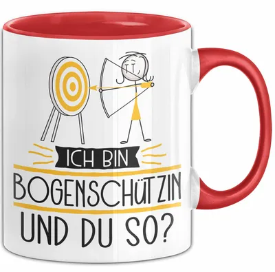 Produktbild von Bogenschützin Tasse Geschenk Ich Bin Bogenschützin Und Du So Geschenkidee Lustiger Spruch Becher (Rot)