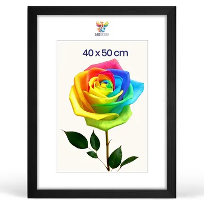Produktbild von MG Design Bilderrahmen Schwarz 40x50 cm - Posterrahmen Echtholz mit Acrylglas, stabile Wandaufhängung, hoch/quer