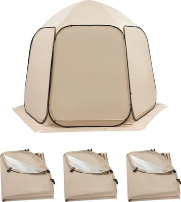 Produktbild von SucceBuy Seitenwand für Zelte mit den Maßen 303x265 cm, Seitenteil 168x129 cm, hergestellt aus silberbeschichtetem 300D Oxford-Gewebe, 3er-Set (Zelt nicht enthalten), ideal für Outdoor-Veranstaltungen, Beige