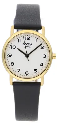 Obrázek produktu pro Dámské titanové hodinky Boccia 3368-02 s koženým řemínkem zlaté barvy