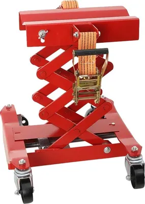 Productafbeelding van Motorfietslift, draagvermogen 200 kg, hoogtebereik 185-590 mm, basisafmetingen 420 x 400 mm, afmetingen aansluiting aandrijving 1/2" vierkant, diameter rollen 76 mm