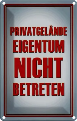 Produktbild von vianmo Blechschild 18x12 cm Privatgelände Eigentum nicht Warnschild Hinweisschild Sicherheit Vorsicht