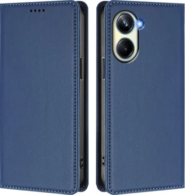 Immagine prodotto di Custodia in pelle per Realme 10 Pro 5G, custodia a libro magnetica in Finto cuoio con supporto, blu scuro