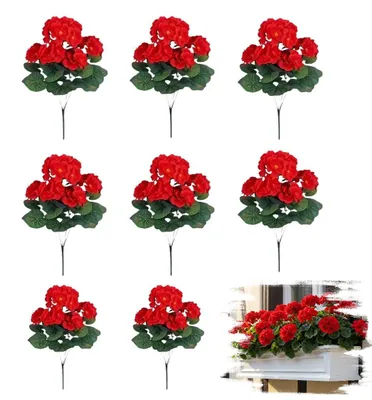 Kunstblumen-Set 8 Stück, 35 cm, rot, UV-beständig