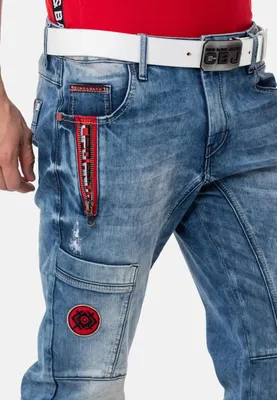Produktbild von CD847 Herren Designer Jeanshose mit Kontrastfarbenen Details