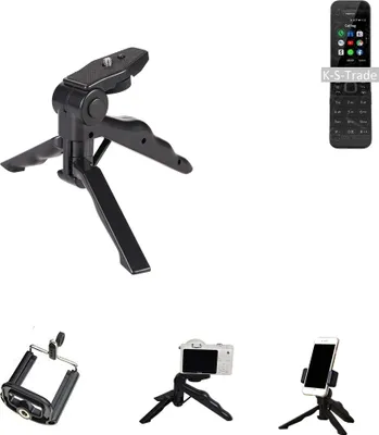 Produktbild von K-S-Trade Stativ Tisch-Ständer Dreibein Handy-Stativ Ständer kompatibel mit Nokia 2720 Flip Mini-Stativ Smartphone Tripod Handy-Stativ aus Plastik