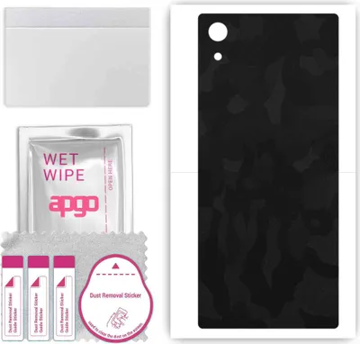 Produktbild von apgo Rückseite Schutzfolie, Skin, kompatibel mit Sony Xperia XA1, Hinten Displayschutzfolie aus Vinylfolie, kratzfest, einfache Montage - Schwarzes Tarnmuster