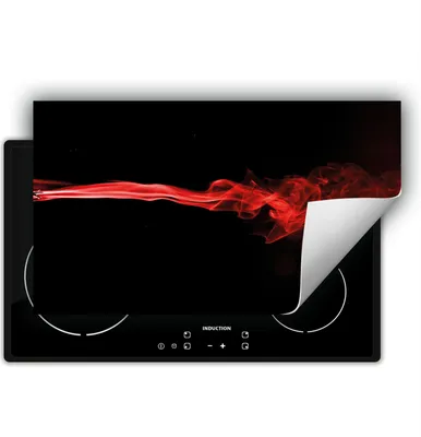 Produktbild von DarHaus Herdabdeckplatte 90x52 cm Anti Rutsch Matte Aufrollbar, rot - schwarz